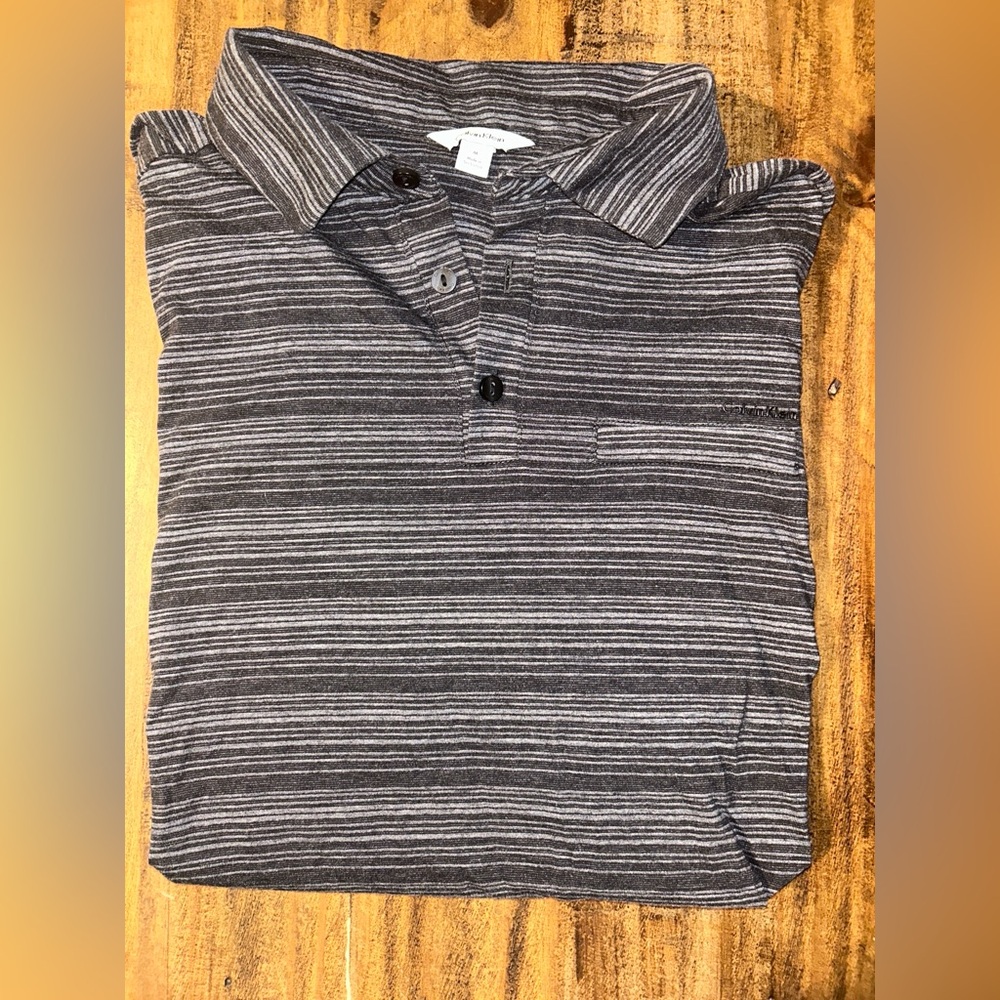 Calvin Klein Men’s Medium Striped Polo Shirt Black/Gray